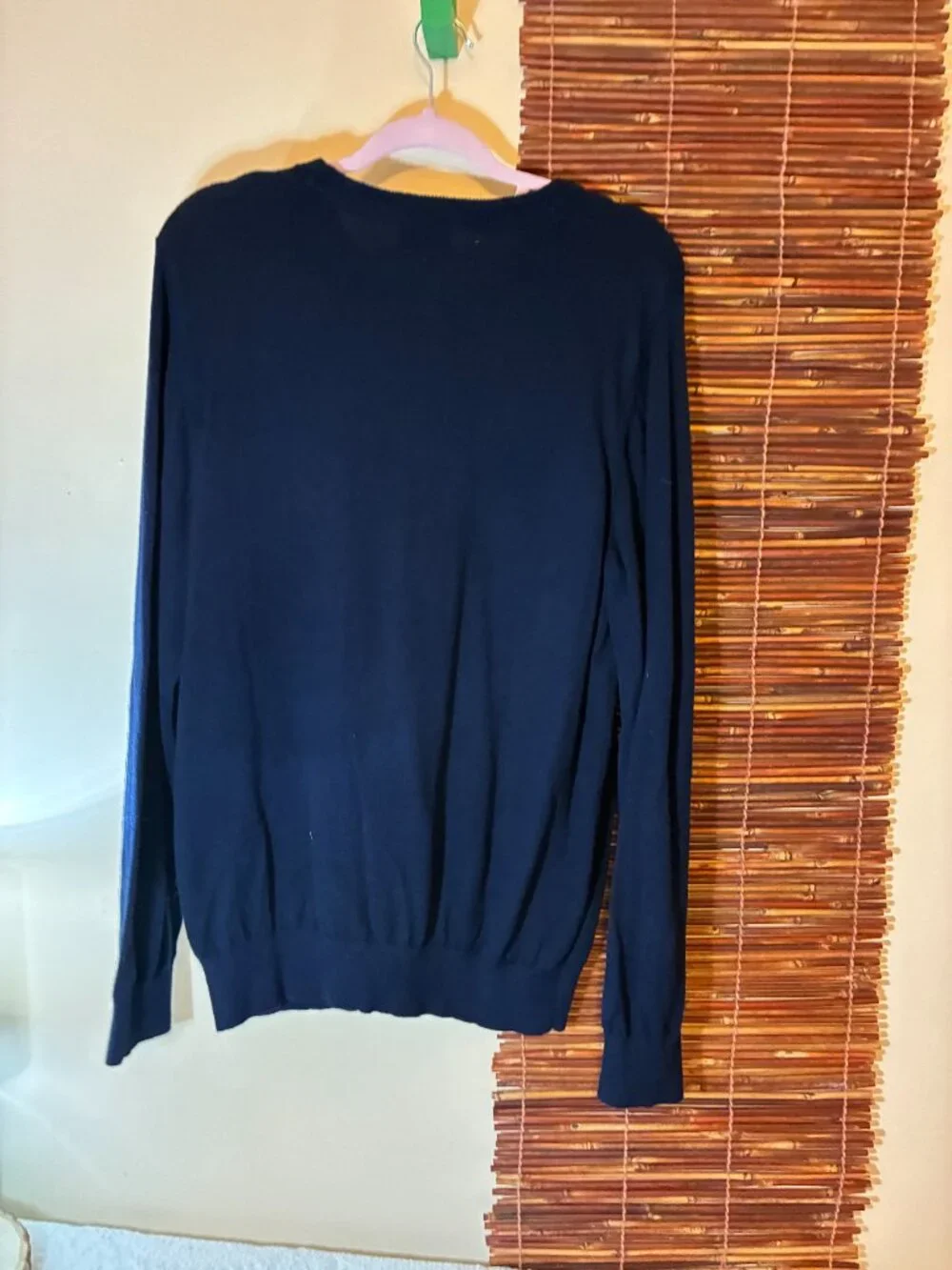 L.L. Bean Men's Large Navy Cotton Cashmere Crewneck Sweater Quiet Luxury